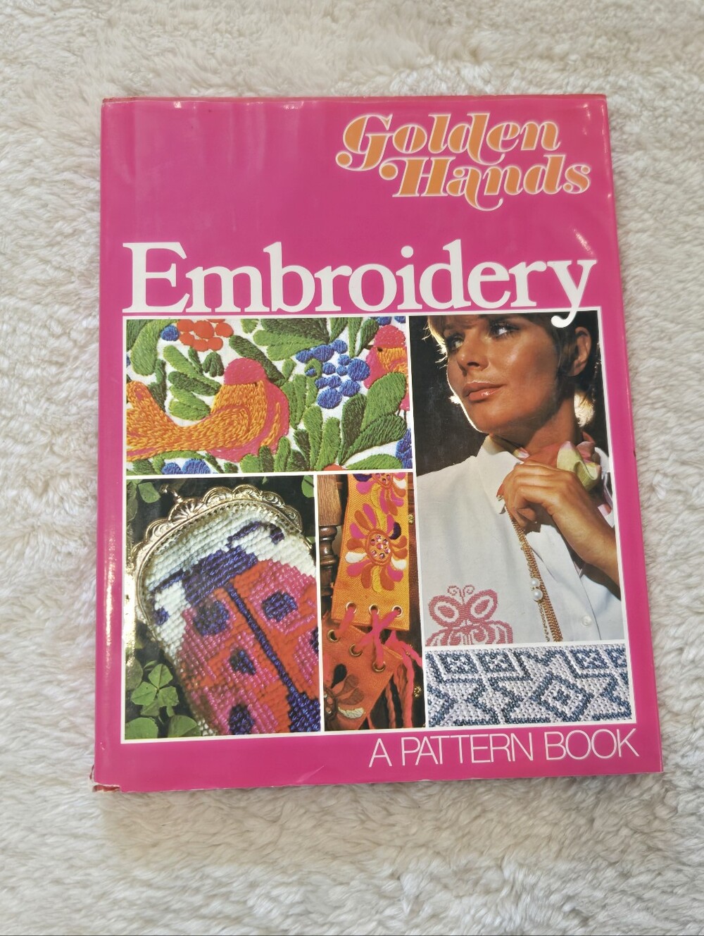 Vintage 1972 Golden Hands Embroidery A Pattern Book Retro 70s Craft Guide